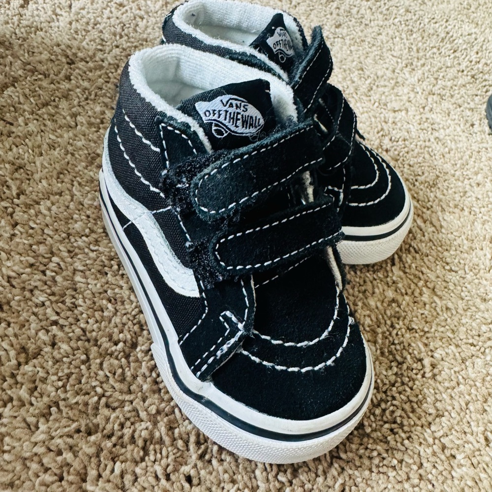 Vans Kids Black and White High-Top Sneakers